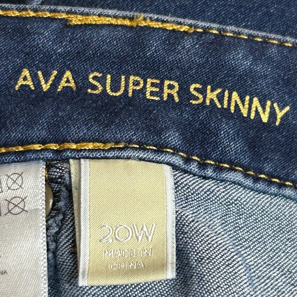 Michael Kors Ava‎ Super Skinny Jeans Womens 20W Dark Wash Blue Denim Gold Logo
